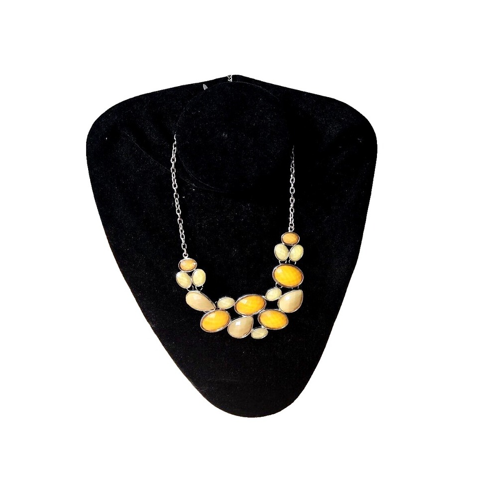 NY Large Fashion Women's Statement Necklace In Yellow‎ And Ochre Color Marked